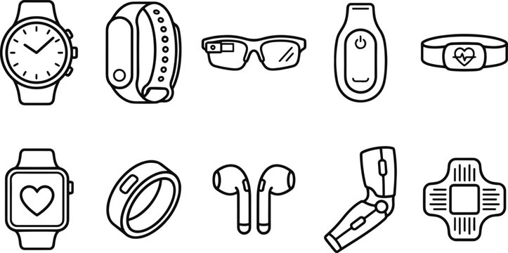 A collection of wearable technology icons