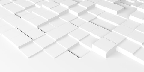 Fototapeta premium Minimal white three dimensional raised square grid background for modern abstract wallpaper and banner design .3d render