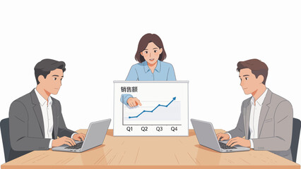 Fototapeta premium Business meeting with sales chart presentation