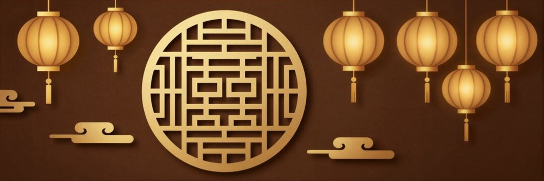 Chinese Golden Lanterns Double Happiness Decor