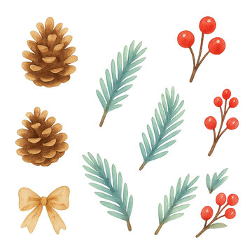 set of pine cones and leaves