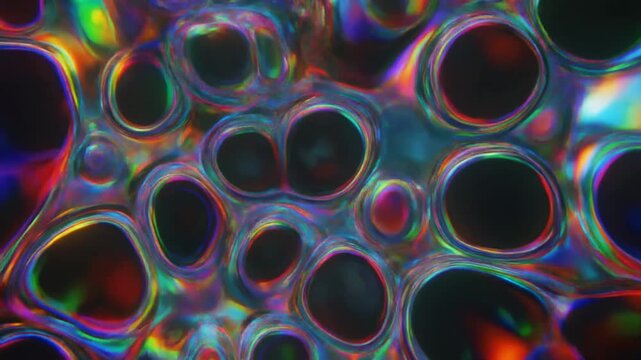 Abstract image of colorful iridescent cells forming a biological network