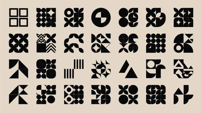 Collection of diverse traditional chinese characters and symbols arranged in a grid pattern Vector