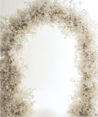 White flower arch digital backdrop. Floral fine art backgrounds. White room with arch. Maternity backgrounds. Backlit floral arch studio backdrops