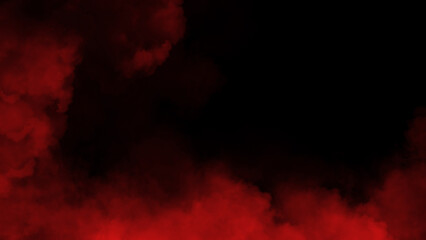 Naklejka premium Abstract red smoke misty fog on isolated black background. Texture overlays. Paranormal mystic smoke, clouds for movie scenes