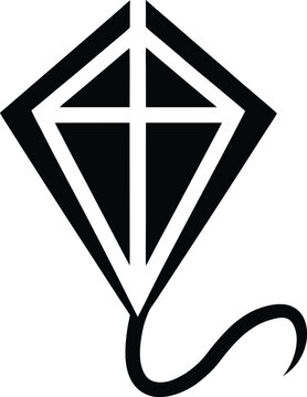 a kite with diamond shape and trailing tail the entire image silhouette vector illustration on transparent background