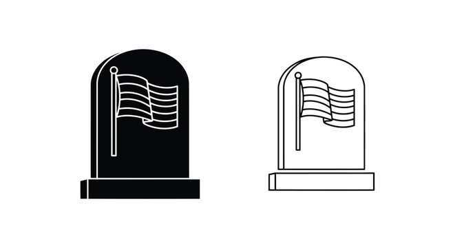 2 tombstone icons with flags vector
