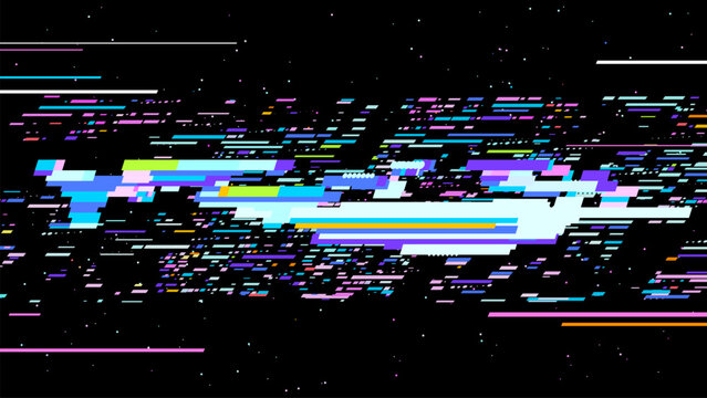 Dynamic glitch vector background with vibrant, distorted pixels. Perfect for digital art, tech visuals, and modern designs. Abstract vector illustration with pixel sorting effect.