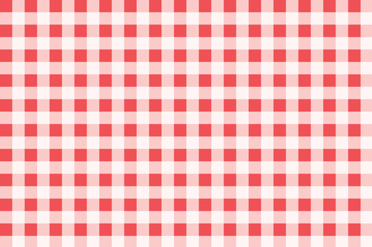 Seamless gingham pattern background, bright red plaid chequered repeating pattern