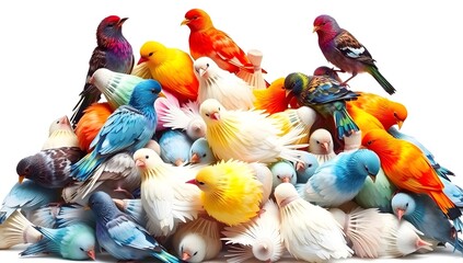Naklejka premium three parrots on a white background
