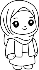 Obraz premium Cute Kartini Girl Standing Character Illustration