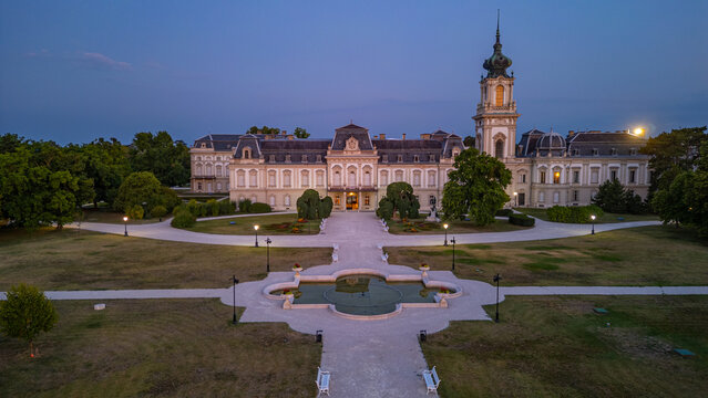 Panorama view of Festetics Palace at Keszthely in Hungary during