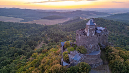 Fototapeta premium Sunset view of Holloko castle in Hungary during summer
