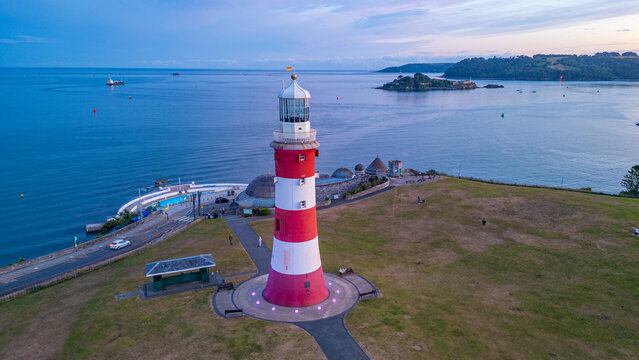 Sunset view of Plymouth Naval Memorial at Hoe park in Plymouth,