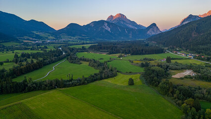 Fototapeta premium Sunset view of Ennstal Alps in Austria