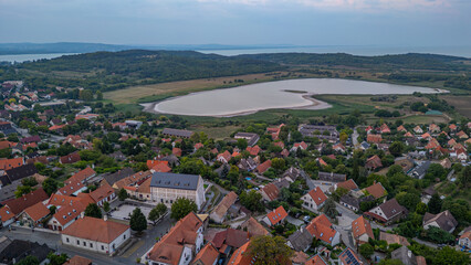 Sunset view of Tihany village and the inner lake in Hungary