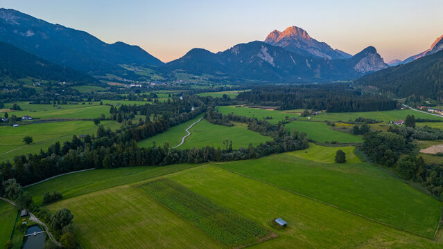 Sunset view of Ennstal Alps in Austria