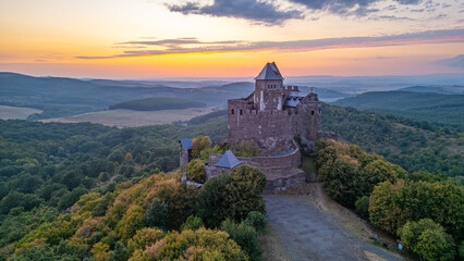 Sunset view of Holloko castle in Hungary during summer © dudlajzov