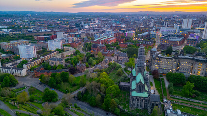 Naklejka premium Sunset view of Glasgow cathedral in Scotland