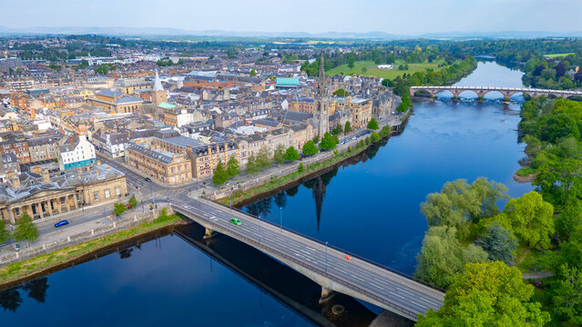 Aerial view of Scottish city Perth
