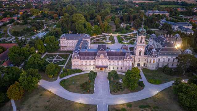 Panorama view of Festetics Palace at Keszthely in Hungary during