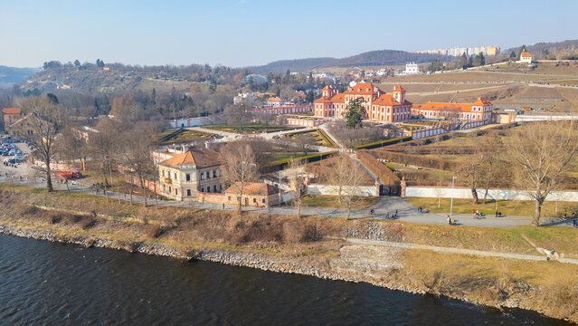 Aerial view of Troja palace in Prague, Czech republic