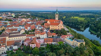 Obraz premium Sunset panorama view of Melnik in Czech republic