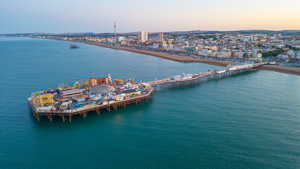Sunrise view of Brighton palace pier in England