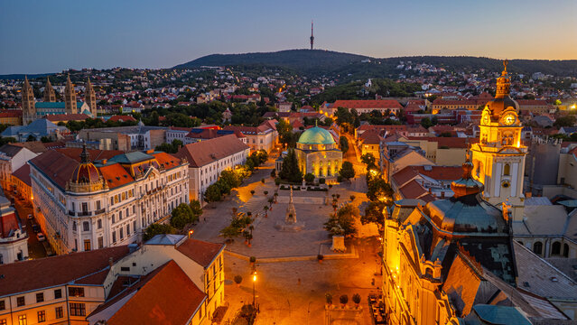 Sunrise view of Church of the Blessed Virgin Mary in the old tow