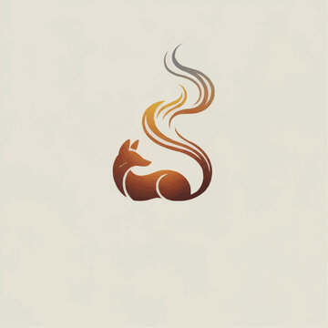 Minimal curled cat logo with elegant rising lines and warm brown gradients creating a calm cozy emblem for pet care branding feline wellness identity packaging and modern design projects