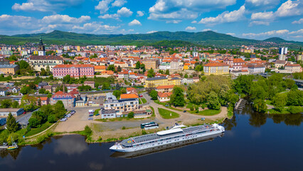 Riverside of Labe at Litomerice, Czech republic