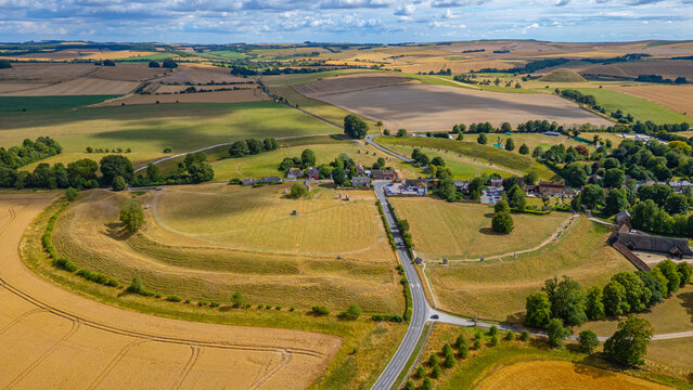 Aerial view of Avebury stone circle in England