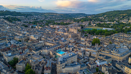 Obraz premium Sunset panorama view of Bath in England