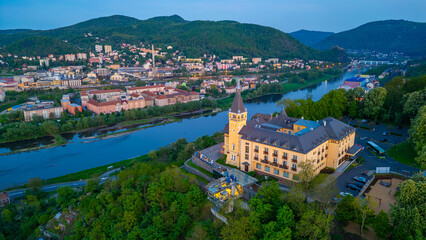 Sunset view of Vetruse hill in Usti nad Labem, Czech republic © dudlajzov