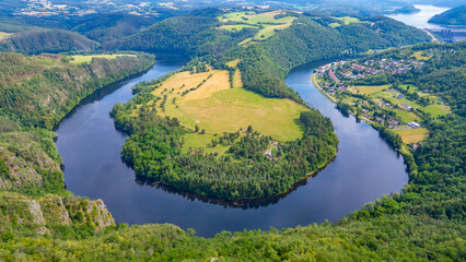 Fototapeta premium Solenicka podkova meander of Vltava river in Czech republic