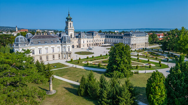 Panorama view of Festetics Palace at Keszthely in Hungary during