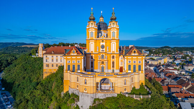 Panorama view of Melk abbey in Austria