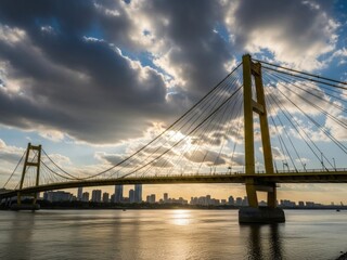 Fototapeta premium The Yangsigang Yangtze River Bridge in Wuhan, a modern engineering marvel spanning one of the world’s longest rivers.