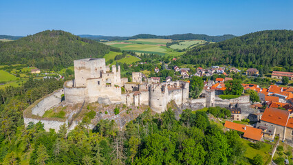 Naklejka premium Rabi castle and South Bohemian countryside during a sunny day