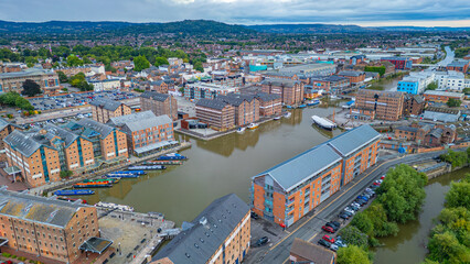 Obraz premium Panorama view of Gloucester docks in England