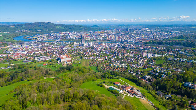 Panorama view of Linz from Postlingberg, Austria