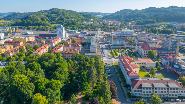 Panorama view of Vsetin in Czech republic