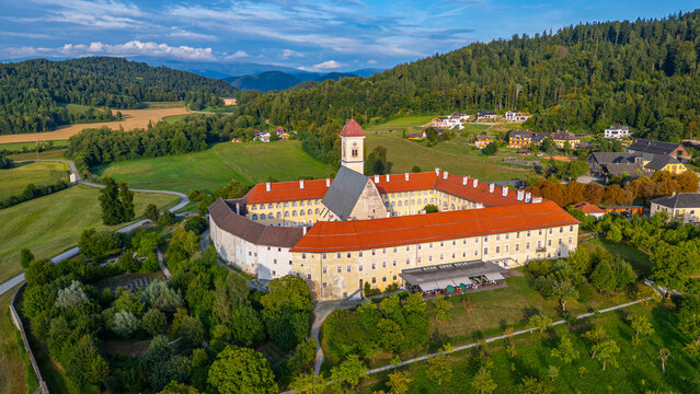 View of Saint George's Abbey at L??ngsee in Austria