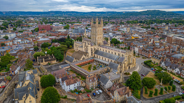 Panorama view of Gloucester cathedral in England