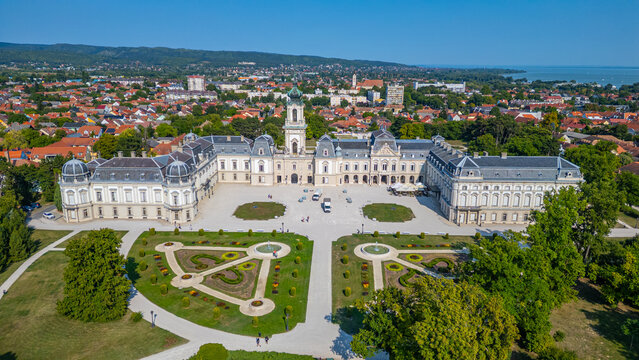 Panorama view of Festetics Palace at Keszthely in Hungary during