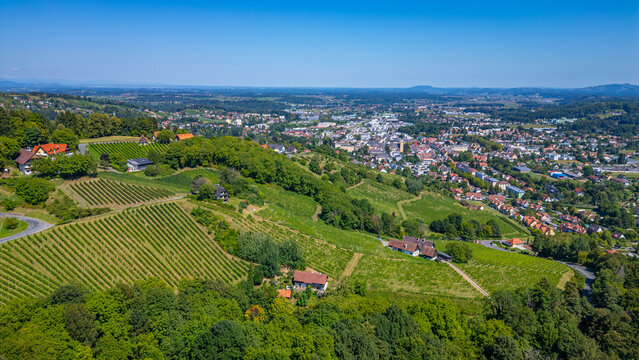 Panorama view of Deutschlandsberg town in Austria