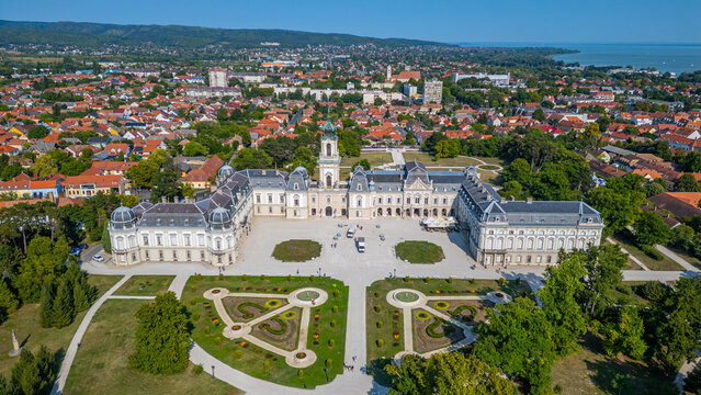 Panorama view of Festetics Palace at Keszthely in Hungary during