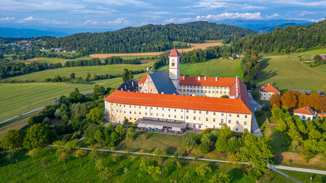 View of Saint George's Abbey at L??ngsee in Austria