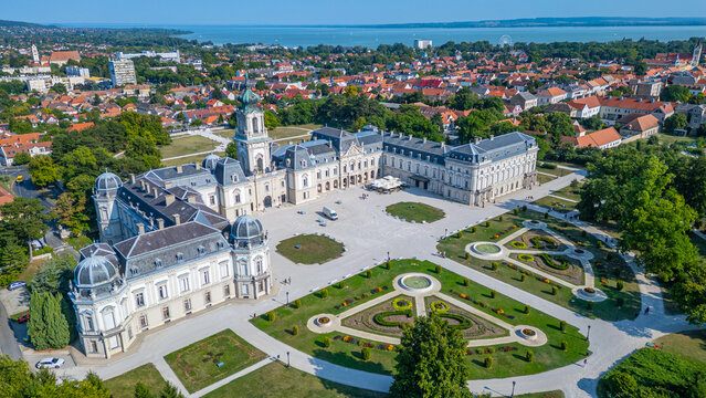 Panorama view of Festetics Palace at Keszthely in Hungary during