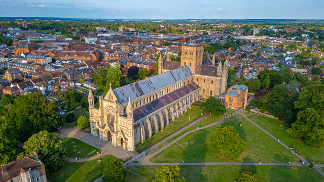 View of the St Albans Cathedral in England